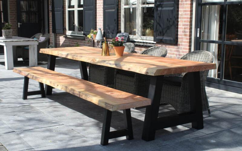 Douglas Boomstam Tafel Bouwpakket Tafel Stammetje - 5 cm Massief - Natuurlijke Boomrand - Stel Zelf 